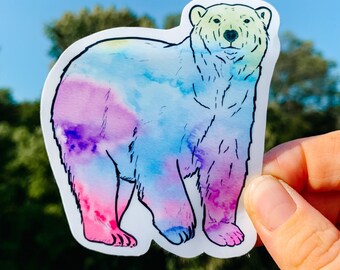 Rainbow polar bear sticker, polar bear sticker, Zookeeper sticker, waterproof sticker, water bottle sticker, animal sticker, animal decor
