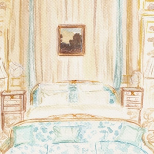 Das Ritz Paris Druck Wandkunst Vintage Französisch Land Schlafzimmer Antike Aquarell Malerei Hotel Luxus altes Geld Pariser Dekor