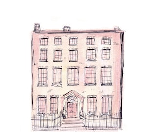 Merrion Hotel, Dublin, Ireland Watercolour Illustration