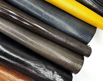 Piel de iguana coñac, azul oscuro, gris. Piel de iguana auténtica, lagarto iguana premium negro. Envío desde EE. UU.