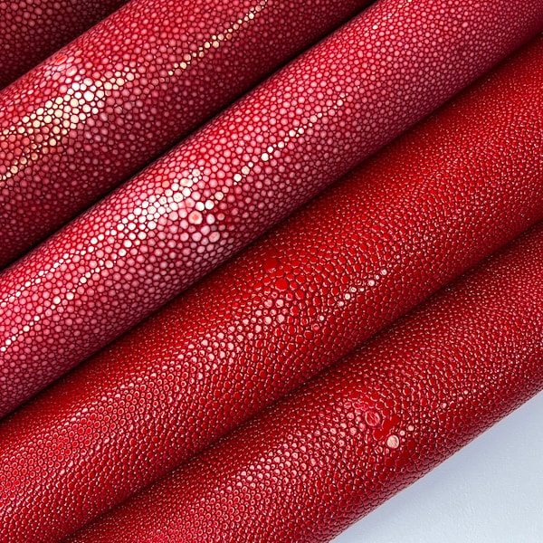 Big polished stingray skin red, high quality black stingray leather polished/unpolished, exotic leather