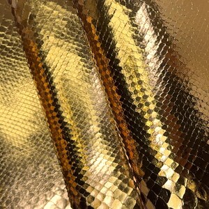 Genuine Cognac Python Skin, Blue Glossy Snake Skin, Red Matte Snake Leather, Exotic Leather by BAHTARMA image 11