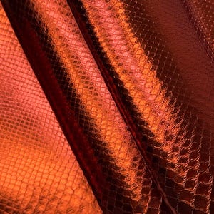 Genuine Cognac Python Skin, Blue Glossy Snake Skin, Red Matte Snake Leather, Exotic Leather by BAHTARMA