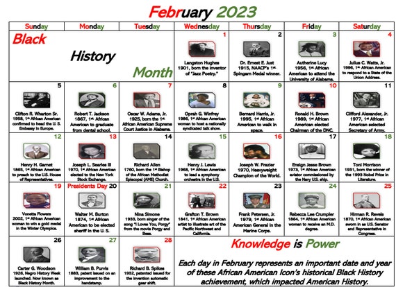 Black History Month Calendar 2023 - Etsy