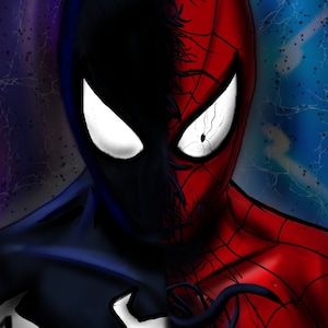 Symbiote Spiderman Split Art Print