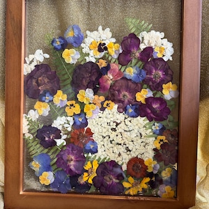 Floating Picture with Pressed Flowers of Bridal Bouquet