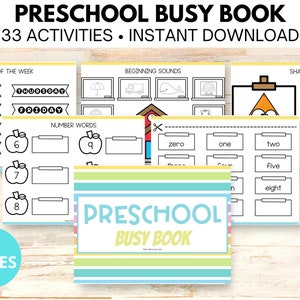 Preschool Busy Book Printables, Preschool Busy Binder, Preschool Learning Binder, Preschool Learning Worksheets