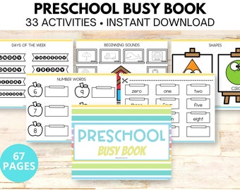 Preschool Busy Book Printables, Preschool Busy Binder, Preschool Learning Binder, Preschool Learning Worksheets