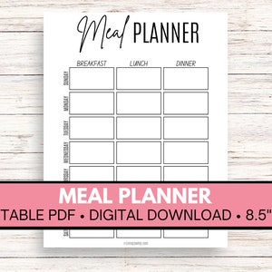 Meal Planner Printable, Meal Planner Template, Printable Meal Plan