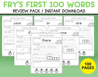 Fry's First 100 Words, Fry's Sight Words, Sight Word Practice Worksheets, Sight Words Worksheets