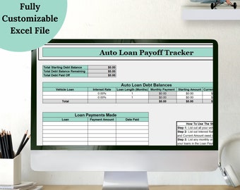 Auto Loan Payoff Planner - Debt Tracker (Excel File)