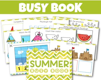 Toddler Busy Book, Busy Book For Toddlers, Summer Busy Book, Preschool Busy Book