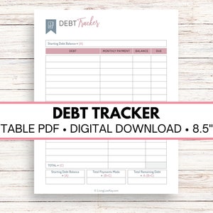Debt Tracker, Debt Payoff Tracker, Finance Planner, Instant Download