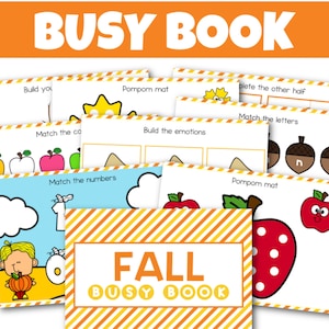 Fall Busy Book Printable, Busy Binder Printables, Toddler Learning Folder, Busy Binder For Toddler, Preschool Binder, Pre K Learning