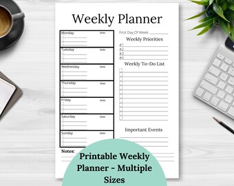 Printable Weekly Planner – Undated, Priorities & To-Do List (PDF)