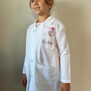 Personalized child doctor coat cotton | Kids lab coat with embroidered name | Child doctor costume | Kids pretend play doctor outfit.