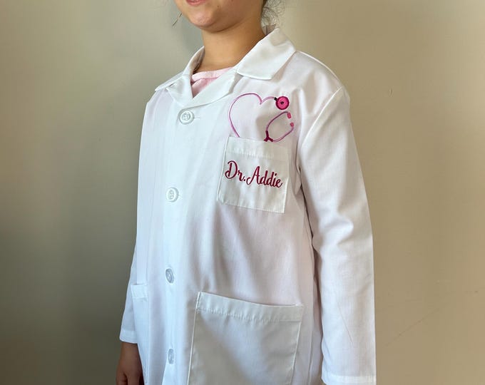 Personalized Kids Doctor Coat: Embroidered Lab Coat, Pretend Play Costume