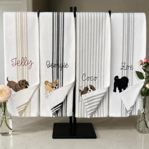 Personalized Embroidered Dog Kitchen Towel | Custom Funny Pet Lover Dish Towel