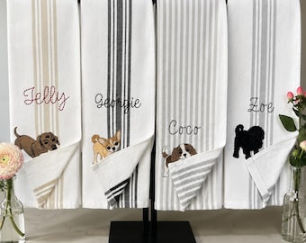 Personalized Embroidered Dog Kitchen Towel | Custom Funny Pet Lover Dish Towel