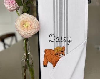 Personalized Embroidered Farm Animals Kitchen Towel | Custom Funny Dish Towel