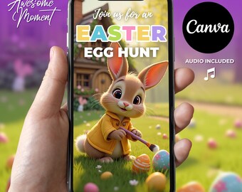 Easter Egg Hunt Invitation Video Animated Easter Party Invite Digital Download Editable Easter Brunch Canva Template Kids Spring Event