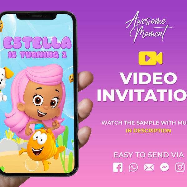 Bubble Guppies Animated Invitation, Bubble Guppies Birthday, Bubble Guppies Invitation, Bubble Guppies Birthday Party Invitation, Pool Party