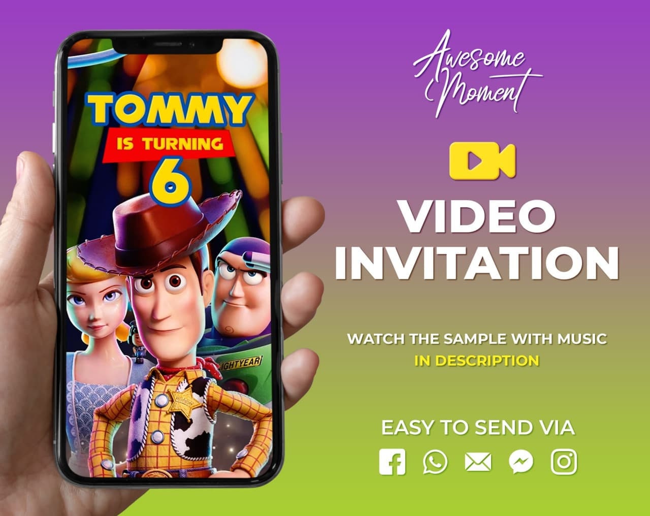 Toy Story Video Invitation Toy Story Invitation Toy Story Birthday Invitation Toy Story Animated Invitations Buzz Woody Party