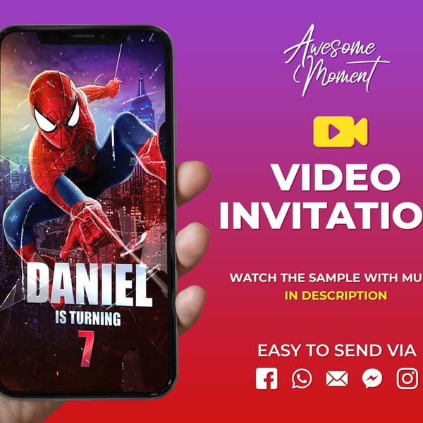Spiderman Invitation, Spider-Man Far From Home, Animated Video Invitation for Boy, Spiderman Party Invite