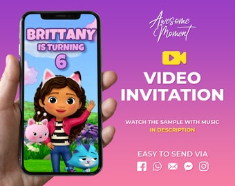 Gabby's Dollhouse Birthday Invitation, Gabby Dollhouse Video Invitation