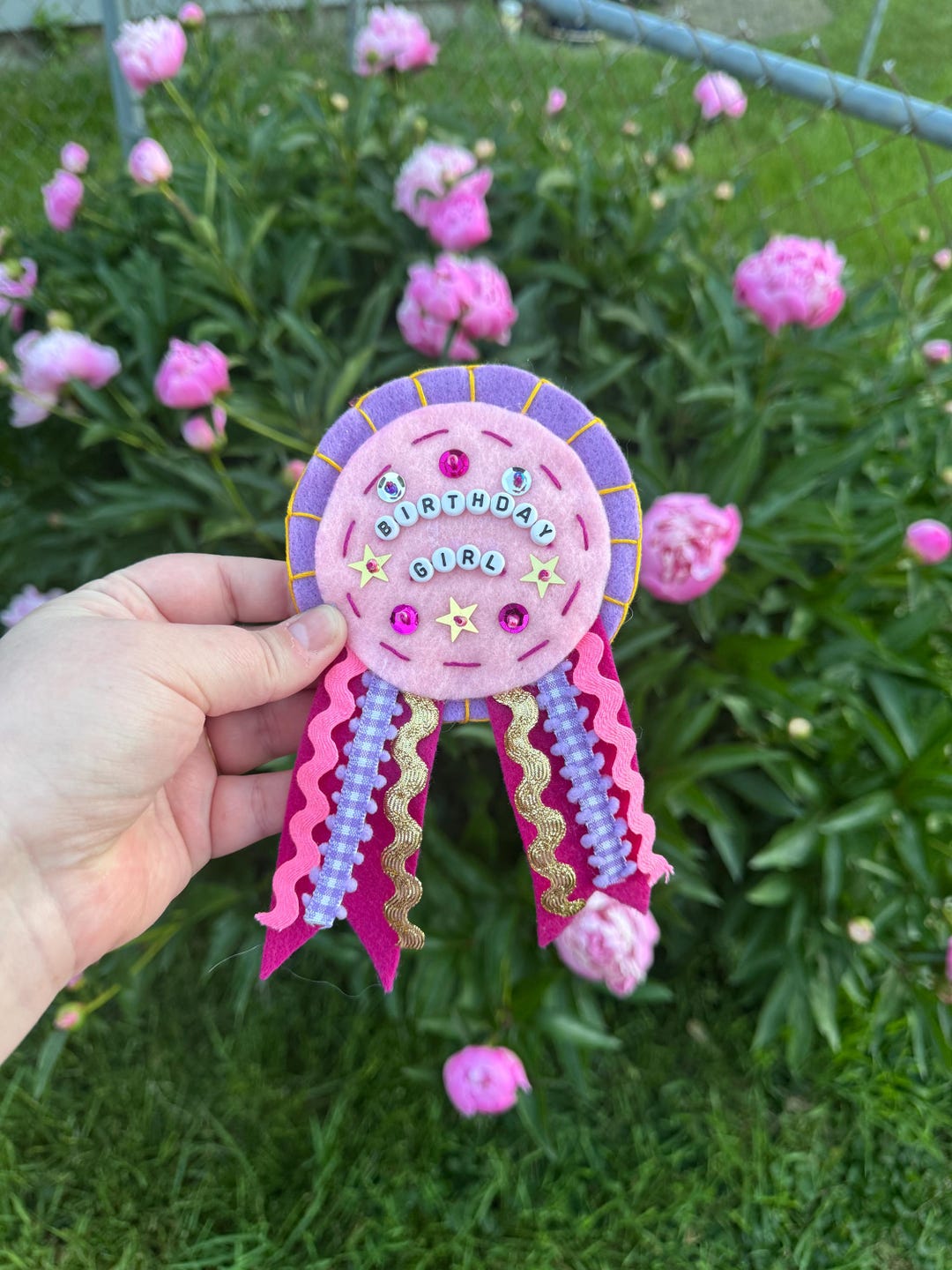 BIRTHDAY RIBBONS | Felt Birthday Badge, Embroidered Felt Ribbon ...