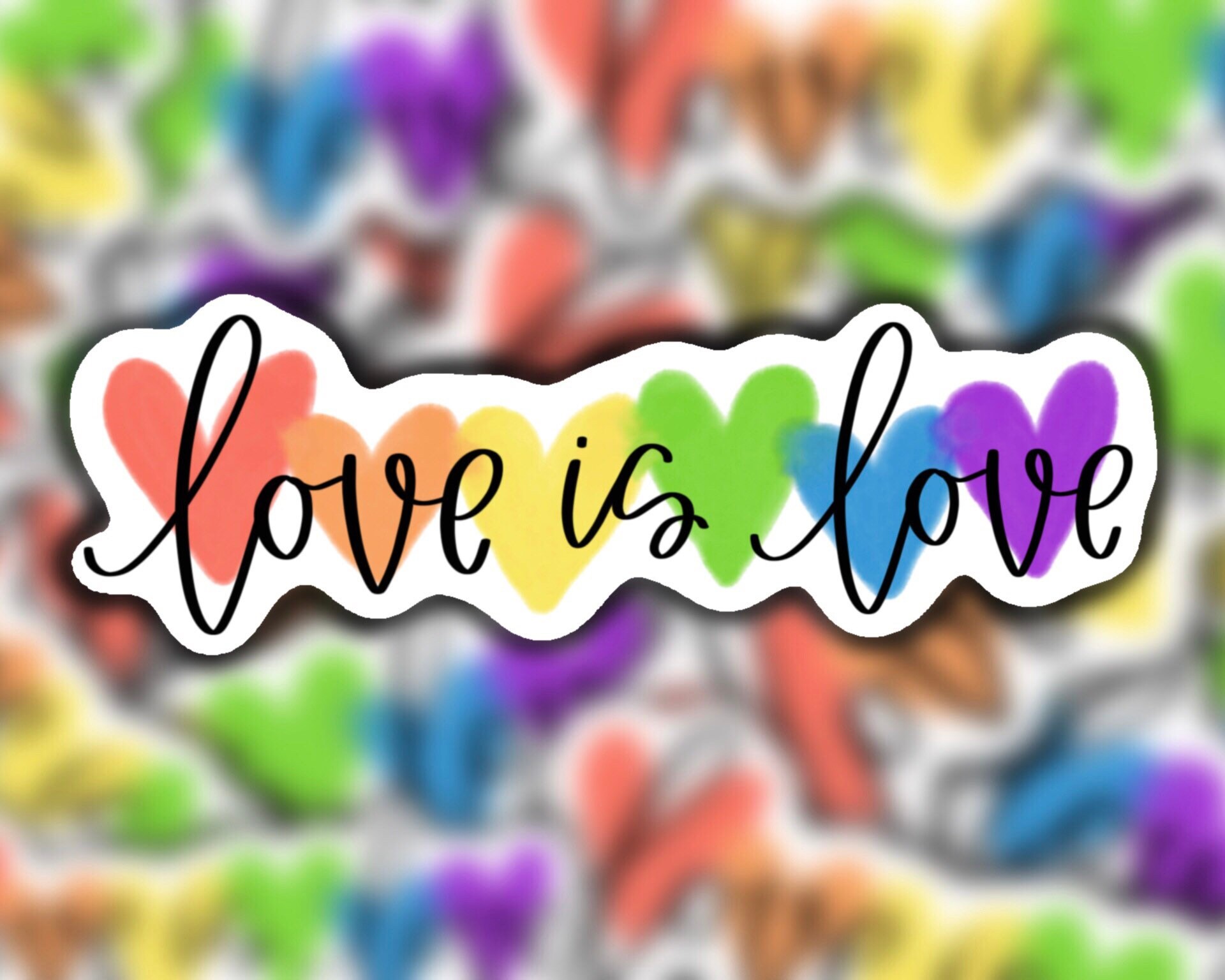 Love is Love Vinyl Sticker Love is Love Rainbow Hearts Etsy