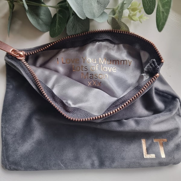 Velvet make up bag | beauty bag | travel zip bag | small velvet bag | gifts for her | personalised gifts | christmas gifts | gifts