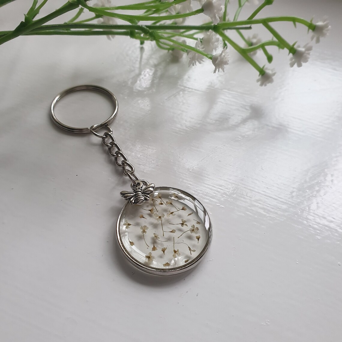 Dried Flower Keyring Keyring Real Flower Keyring Gifts Etsy