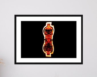 Light Painting Art | Flaming Skull Print | Bar Decor | Abstract Wall Art | Long Exposure Art | Original Photography Print | Statement Piece