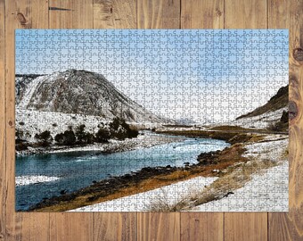 Puzzle | Snow Covered Yellowstone River | 100, 500, 1000 piece Jigsaw Puzzle | Original Art Photography | Family, Gift, Adults, Children