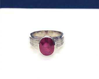 July Birthstone Ring - Pink Ruby Ring - Silver Ring - Gemstone Ring - Mothers Ring Set - Gift for Her, Christmas Ring/gifts