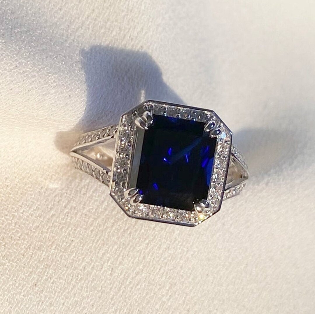 Blue Sapphire/ Neelam Rashi Ratan Astrological Purpose Ring in 92.5 ...
