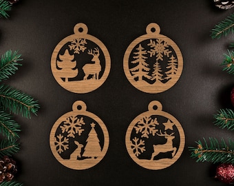 Christmas Ornaments SVG Laser Cut Files: Deer, Rabbit Designs (Digital Download)