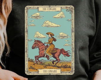 Cowgirl Tarot Card PNG: Vintage Western Sublimation Design