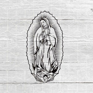 Archivo SVG PNG de la Virgen de Guadalupe, Virgen María Svg, Madre María Svg, Señora de Guadalupe, Virgen de México, Cricut y silueta digitales