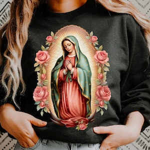 Virgen de Guadalupe con Rosas SVG PNG Archivo, Virgen María Flores Svg, Madre María Svg, Señora Guadalupe, Virgen de México Digital Flie Cricut