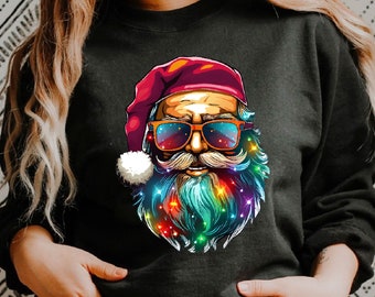 Colorful Santa with Sunglasses PNG: Cheerful Christmas Design (Digital Download)