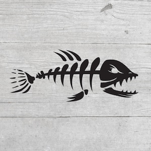 Angry Fish Skeleton Logo, Fishing SVG eps png, Vector cutting files, Instant Download for Cricut Silhouette Cameo Cutter Plotter