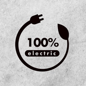 100% elektrische logo SVG-bestanden voor cricut en silhouet, elektrische auto vector, elektrische auto teken 100 elektrische clipart