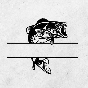 Bass Fisch Rahmen SVG, Sofortiger digitaler Download, DIY Fischer SVG, EPS, PNG, DXF, Angeln SVG, Fisch Monogramm SVG, Fisch Cricut