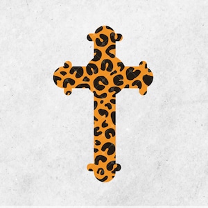 Leopard Cross, Cheetah Cross, Print Cross, Cross clipart Clipart SVG File Download image 1