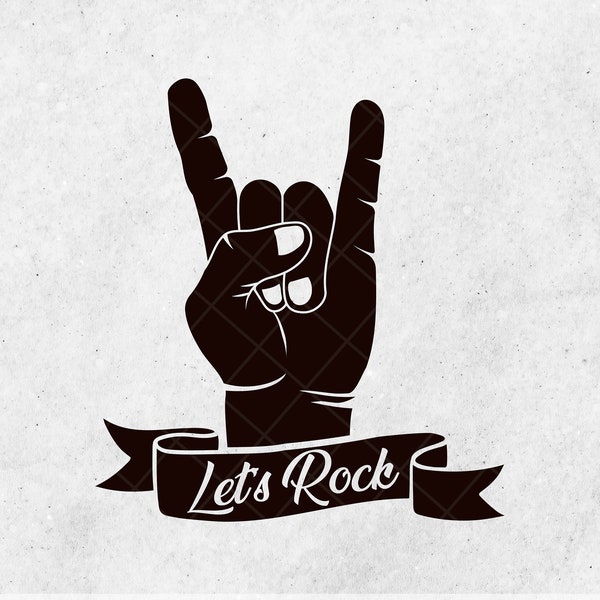 Let's Rock SVG, Rock svg rock and roll svg rock tshirt design rock star svg rock cricut file rock on hand sign, silhouette jpg png eps file