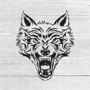 Aggressive Wolf Head SVG: Wild Animal Vector Graphics (Digital Download)