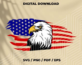 Bandiera American Eagle SVG: design patriottico in difficoltà (download digitale)