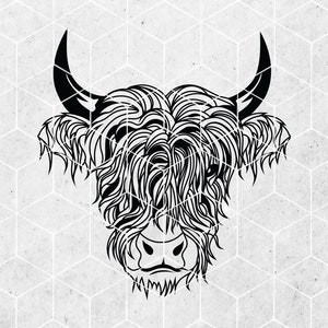 Highland Cow SVG Bull Svg Bull Head Digital Download, Heifer Svg Farm Life Svg Farm Animals Svg Print, Cow Face Svg Highland Cattle, Country